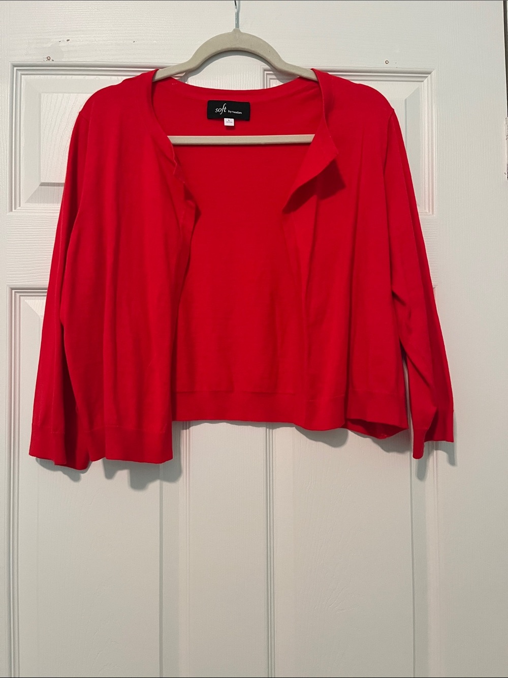 Soft by Naadam Bright Red Open-Front Cropped Cardigan